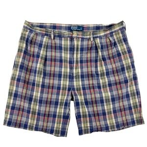 Polo Ralph Lauren Tyler Shorts Men's 42 Plaid Pleated Preppy‎ Casual Vintage 90s
